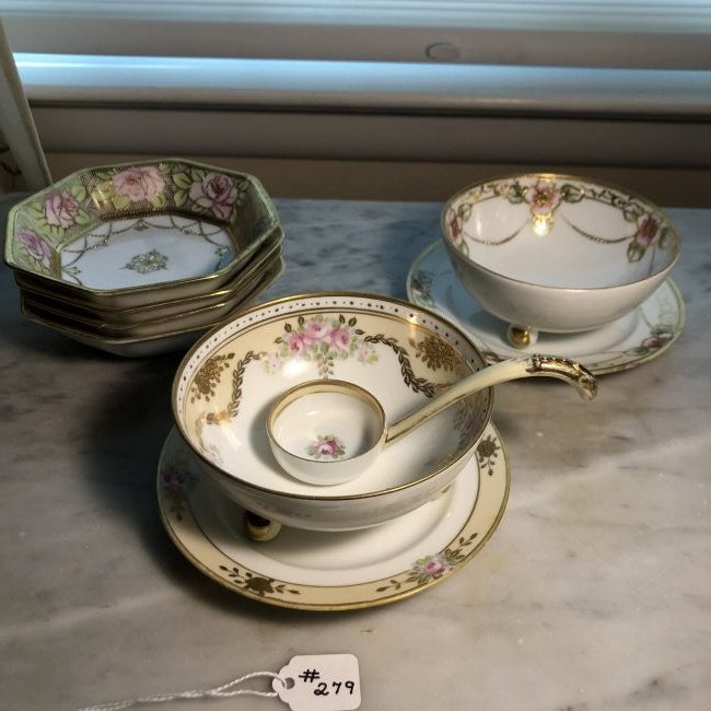 Vtg Nippon 2-Soup Bowls, Ladel, 4-Octagon Candy Dishes: Vintage Nippon 2-Soup Bowls, Ladel, 4-Octagon Candy Dishes as Pictured in Good Condition. $15.00 Domestic Shipping.