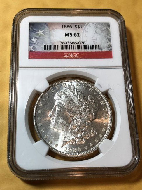 NGC CERTIFIED 1886-P MS62 MORGAN SILVER DOLLAR... (1 of 4)