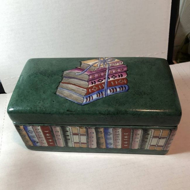 Vintage Chinese Scholar Ceramic Utility Box 8.25" x 4" (1 of 9)