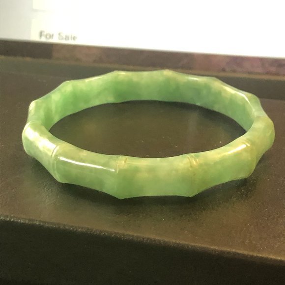 Ladies Jade/Jadeite Bamboo Shaped Bangle Bracelet 43.1 (1 of 5)