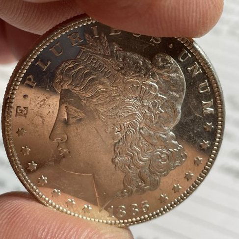 1885-P MS63 QUALITY DMPL MORGAN SILVER DOLLAR AS PIC'D (1 of 2)