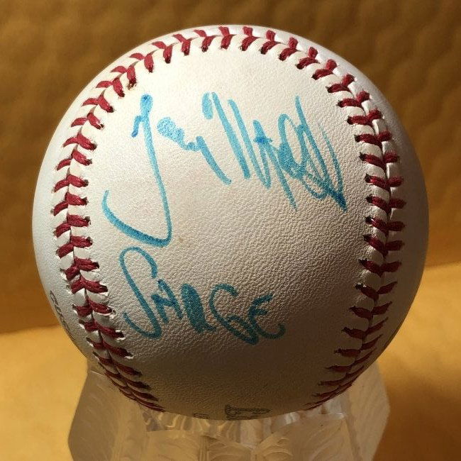 GARY MATTHEWS "SARGE" Autographed Baseball as Pictured. (1 of 2)