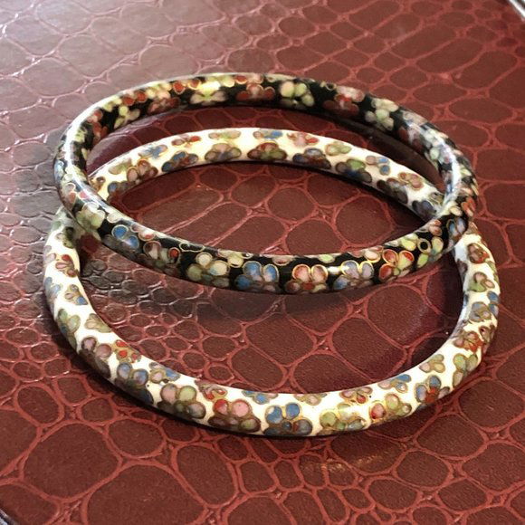 2-Vintage Asian Cloisonne Enameled Bangle Bracelets.. (1 of 3)