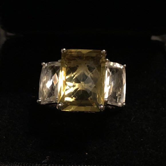 Ladies 3-Stone Sterling Silver CZ Ring Size 10, 10.1-Gr (1 of 5)