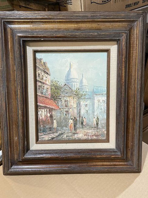 M. Sandor "Paris Street Scene" Oil on Board Painting... (1 of 4)