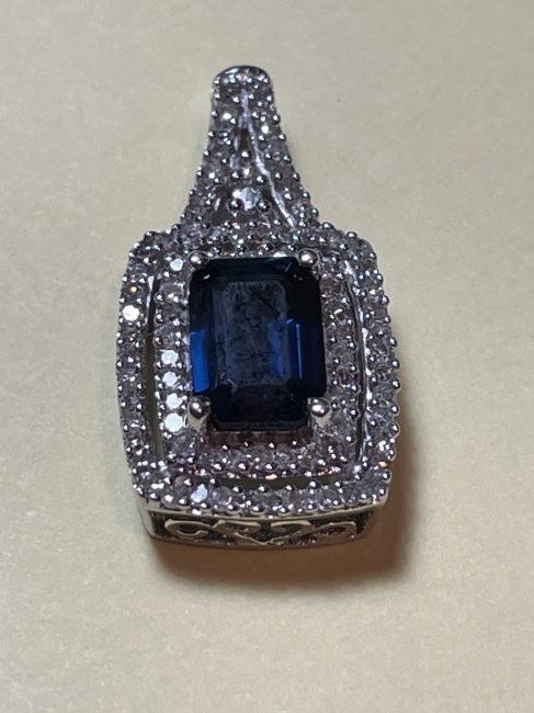 Vintage 14k 1/4 Carat TW Diamonds & Sapphire Pendant... (1 of 3)