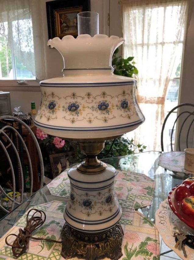 Abigail Adams Table Hurricane Lamp w/Brass Accent Base (1 of 6)