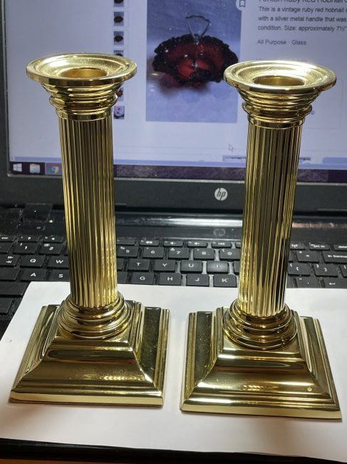 Vtg Pair 6" Smithsonian Institution Brass Candlesticks (1 of 3)