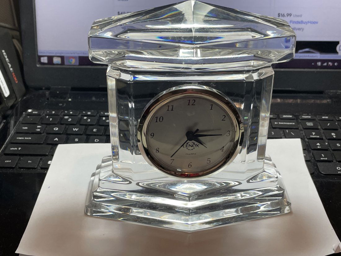 Vtg Lenox Lead Crystal Ovations Monument Statue Clock.. (1 of 6)