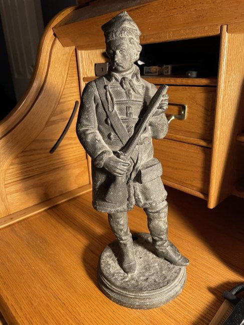 Vtg/Antique Large White Metal Figurine Ex-Soldier Lamp (1 of 6)