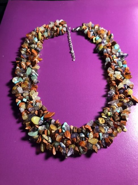 Vintage Multi Strand Gemstone Chunky Beads 16-18" Adj.. (1 of 4)