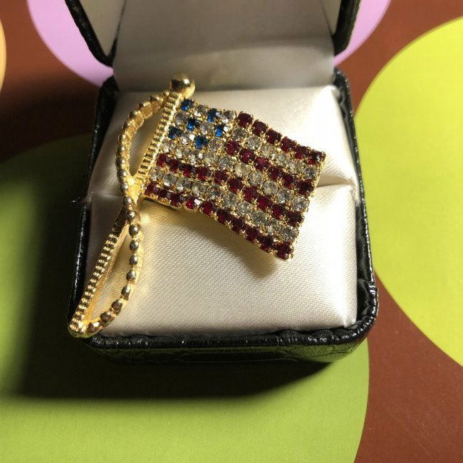 Vintage Fashion Jewelry American Flag Pin 1.75" Tall.. (1 of 4)