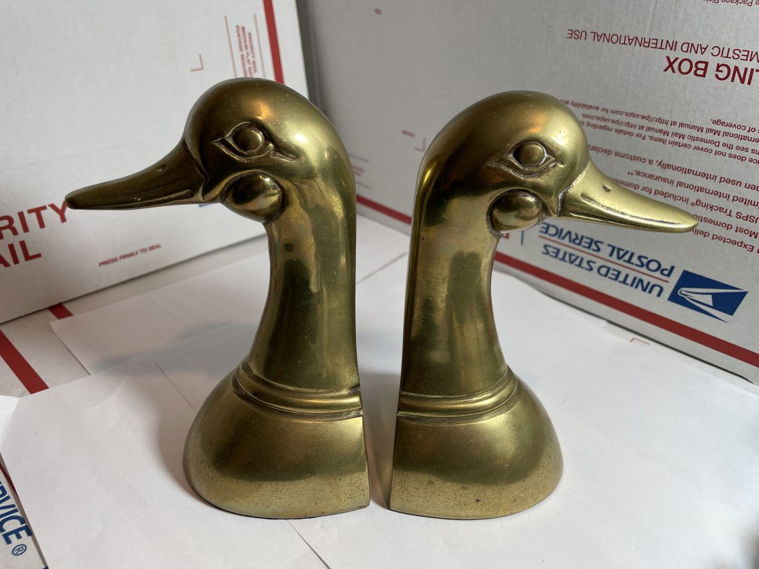 Vintage Brass Duck Bookends by Leonard Silver Mfg Co. (1 of 5)