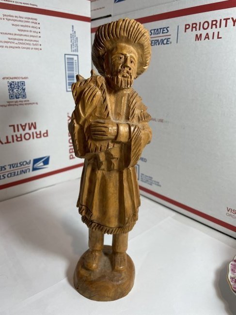 Vtg Hand Carved Olive Wood Rabbi 9.75" Tall Preowned...: Vintage Hand Carved Olive Wood Rabbi 9.75" Tall Preowned from an Estate. FREE Domestic Shipping.