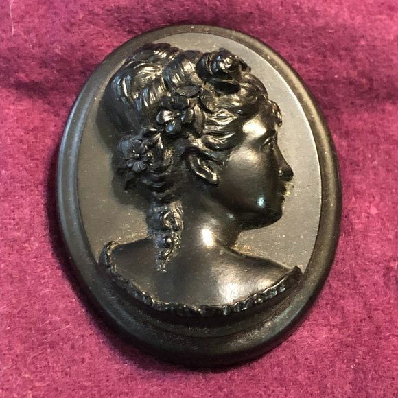 Antique Victorian Era Mourning Large Jet Black Cameo... (1 of 3)