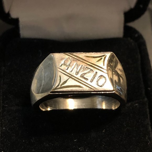 Vintage WW2 Anzio Trench Art Stainless Steel Men's Ring (1 of 5)