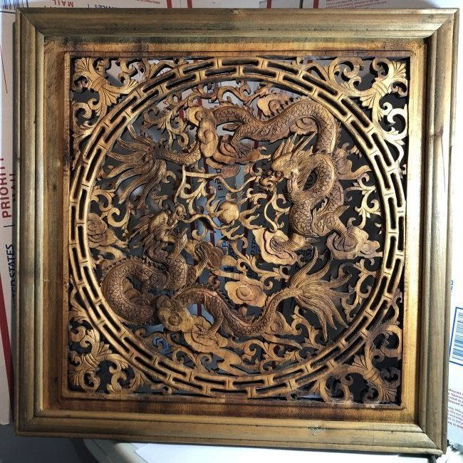 Old Chinese Carved Wood Dragon Wall Hanging Preowned (1 of 6)