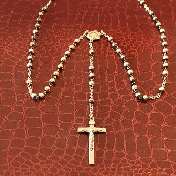 Vintage ALL Sterling Silver Rosary Beads, 19.5-Grams TW (1 of 4)
