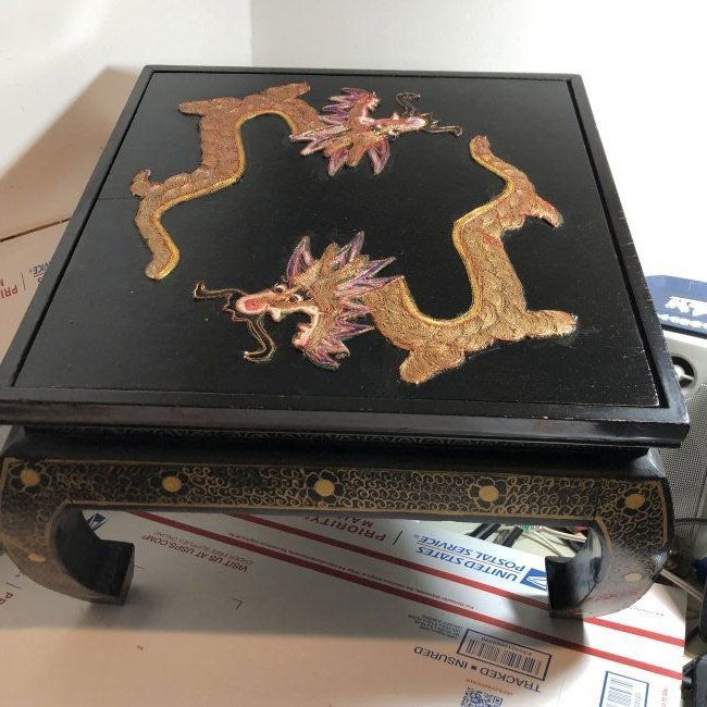 Antique Chinese Hand Made Lacquered Chinoiserie Dragon (1 of 6)