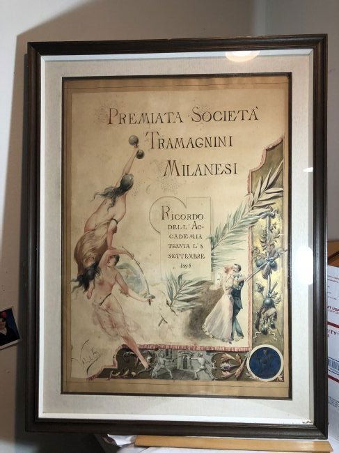 Antique 1894 Hand Painted/Colored Poster Signed VALLI (1 of 10)