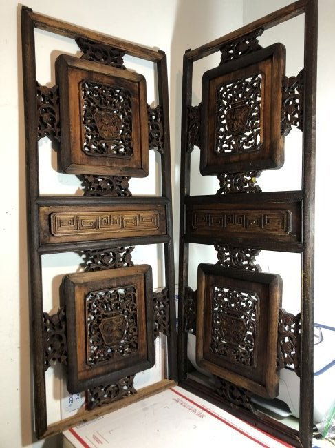 2-Antique Chinese Wood Carved Panels 15" x 35.5"...: 2-Antique Chinese Wood Carved Panels 15" x 35.5" Preowned from an Estate. Free Local Pickup or The UPS Store Shipping Paid for by the Winning Bidder.