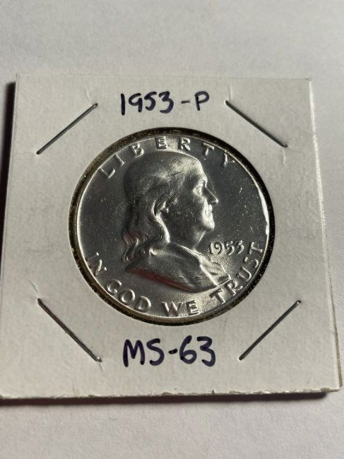 1953-P BU CONDITION FRANKLIN SILVER HALF DOLLAR.. (1 of 2)