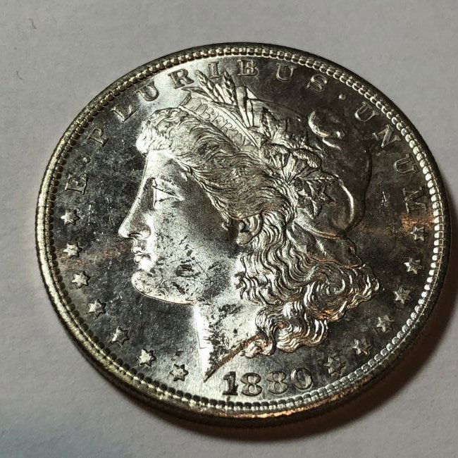 1880-S LARGE-S BU MORGAN SILVER DOLLAR AS PICTURED (1 of 2)