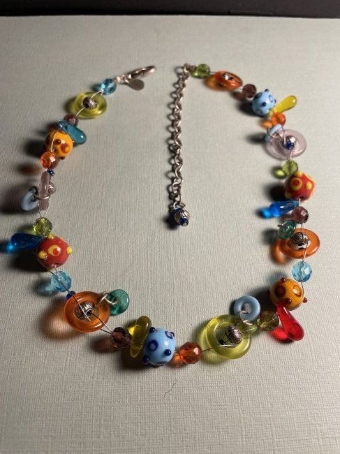 Vtg CHICO'S Beautiful Multi Colored Art Glass Necklace. (1 of 4)