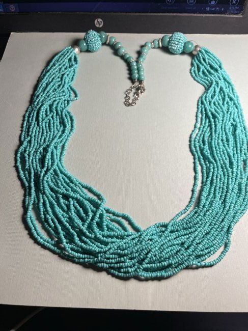 Vtg Adjustable Faux Turquoise Bead Fashion Necklace... (1 of 5)