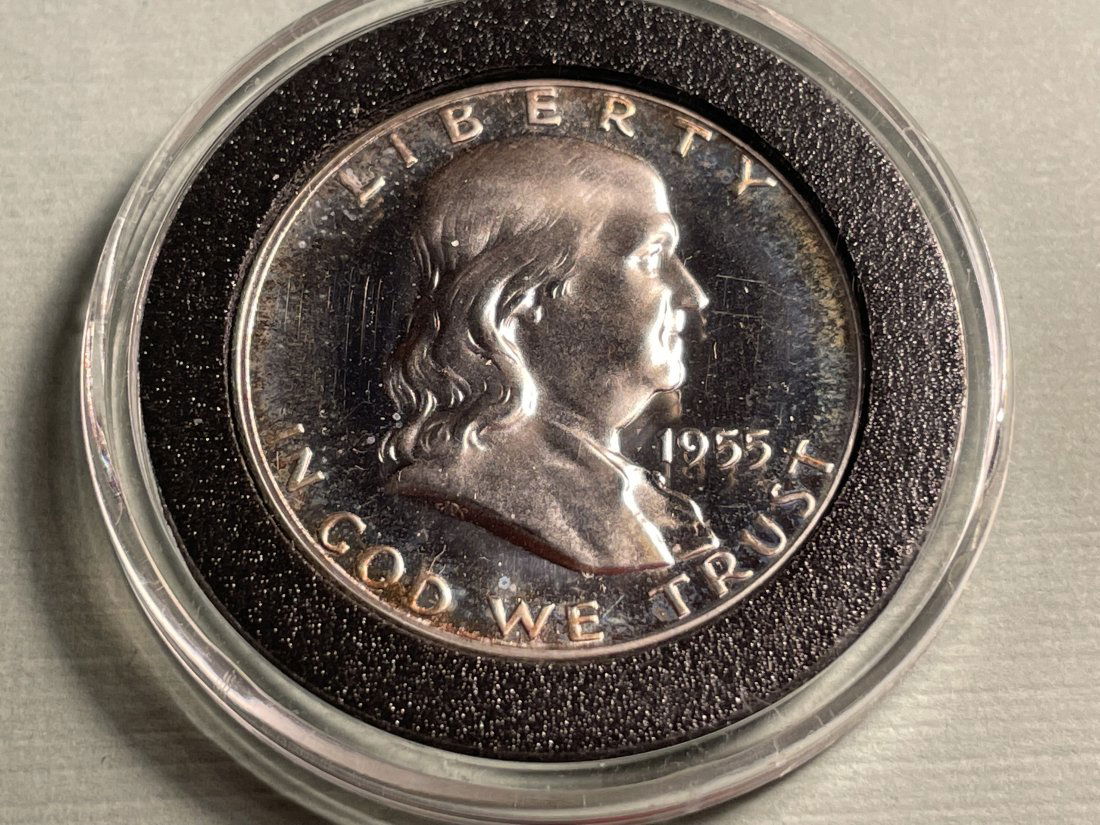 1955 Proof Cameo Obverse Franklin Silver Half Dollar.. (1 of 2)