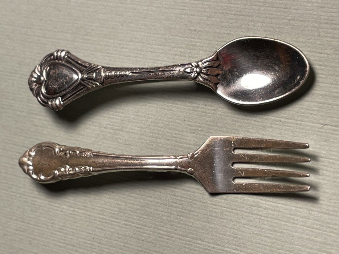 Vintage Mini Fork & Spoon Sterling Silver Lapel Pins... (1 of 3)