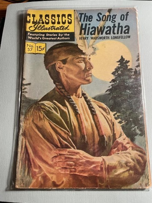 Classics Illustrated #57 The Song of Hiawatha Comic...: Classics Illustrated #57 The Song of Hiawatha Comic Book as Pictured. (Didn't take out any of the Comics out of the Taped Vinyl Package. Conditions seem Acceptable/Fair to Good as I am not a Comic Boo