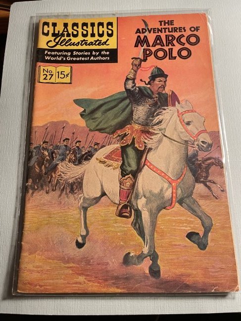 Classics Illustrated #27 Adventures of Marco Polo Comic: Classics Illustrated #27 Adventures of Marco Polo Comic Book as Pictured. (Didn't take out any of the Comics out of the Taped Vinyl Package. Conditions seem Acceptable/Fair to Good as I am not a Comic