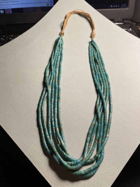 Vintage Native American 26" 6-Strand Beaded Turquoise.. (1 of 5)