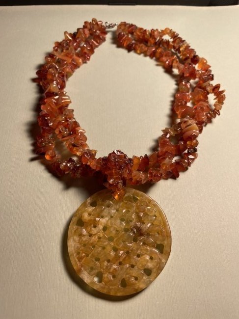 Vtg Red Agate & Carnelian Chip Chunky Fashion Necklace (1 of 7)