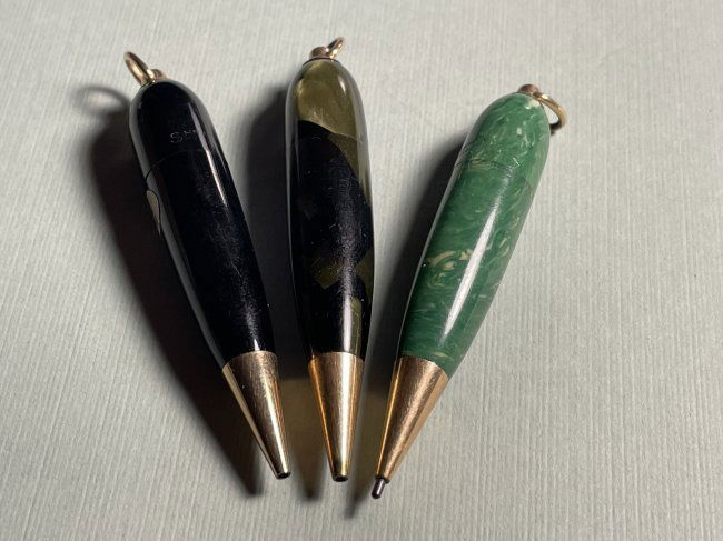 3-Antique c1930s Sheaffer Solid/Marbelized Golf Pencils (1 of 3)