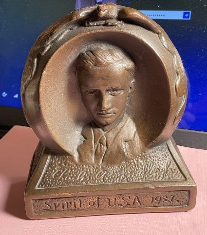 Antique Bronze Lindbergh Aviation Bookend/Paperweight (1 of 7)