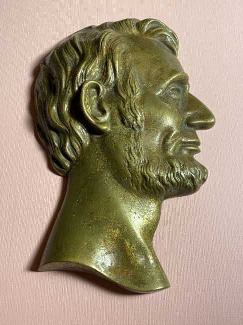 Antique President Abraham Lincoln Bronze Bust Plaque... (1 of 3)