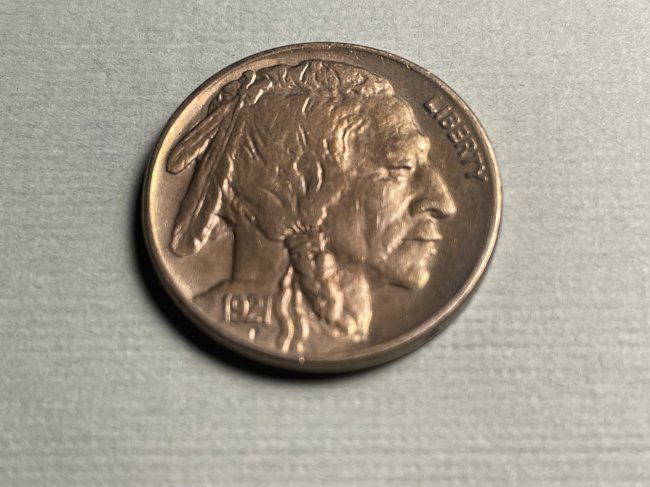 1921-P BUFFALO NICKEL TONED FROM A DANSCO ALBUM SET... (1 of 2)
