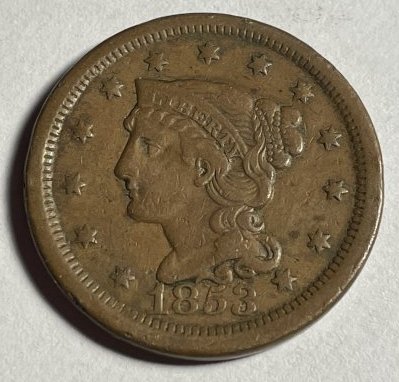 1853 Very Fine+ Condition Braided Hair Large Cent... (1 of 2)