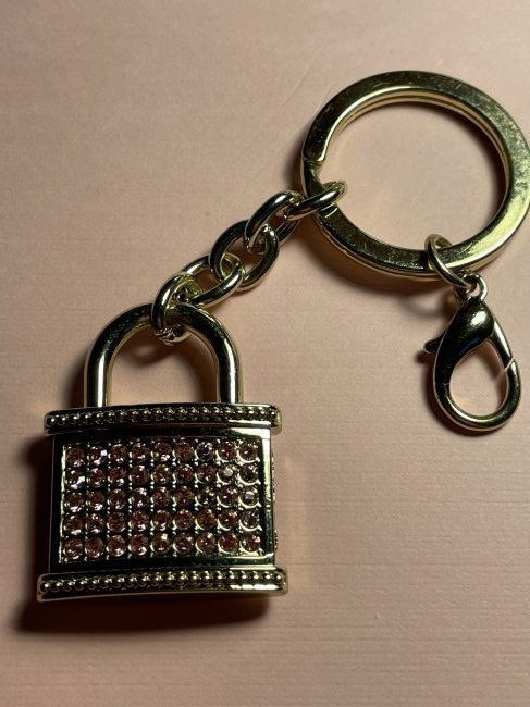 Argento Gold-tone Keychain w/Swarovski Pink Crystal... (1 of 4)