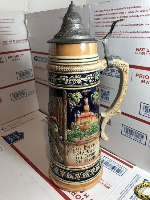 Vintage West Germany Beer Stein Huge 2 Liter 14" Tall (1 of 10)