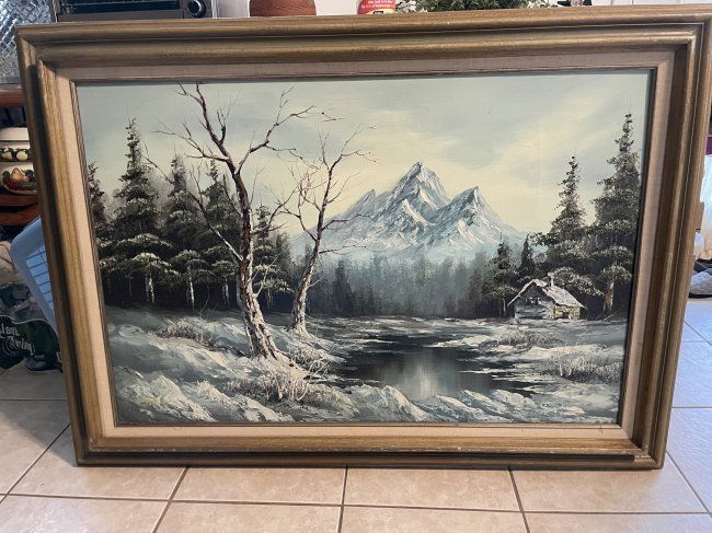 Winter Scene by Noted Phillip Cantrell Oil on Canvas Painting... (1 of 6)