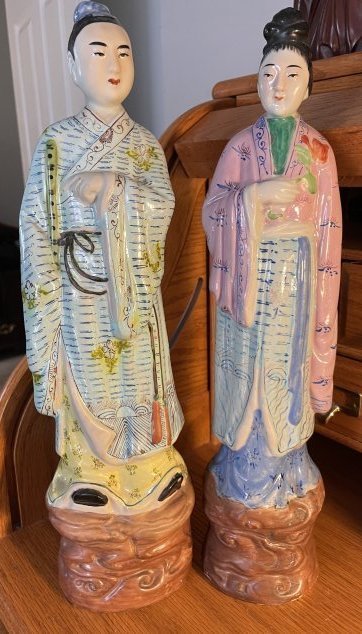 Pair of Vintage Asian Signed/Stamped Base Statues 16" Tall... (1 of 11)