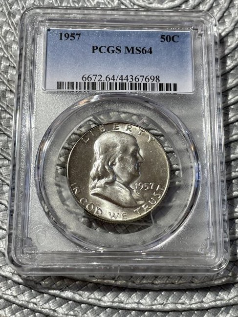 PCGS Certified 1957 MS64 Condition Franklin Silver Half Dollar as Pictured. (1 of 4)