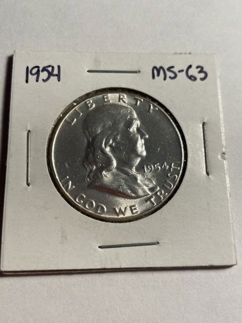1954-P BU CONDITION FRANKLIN SILVER HALF DOLLAR. (1 of 2)