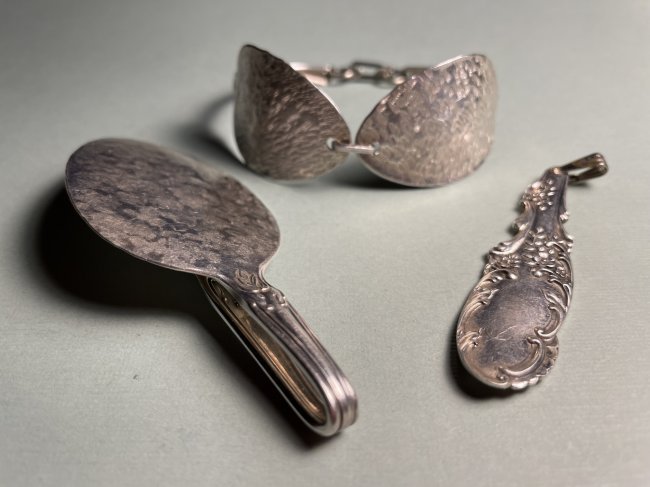 Vintage Hand Made Sterling Silverware Women's Jewelry 1.85 Troy Oz TW Preowned: Vintage Hand Made Sterling Silverware Women's Jewelry 1.85 Troy Oz TW Preowned from an Estate. $5 Domestic Shipping. $25 International Shipping.
