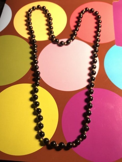 Vintage 14k Yellow Gold Balls & Onyx Beaded Necklace 28" Long.. (1 of 3)