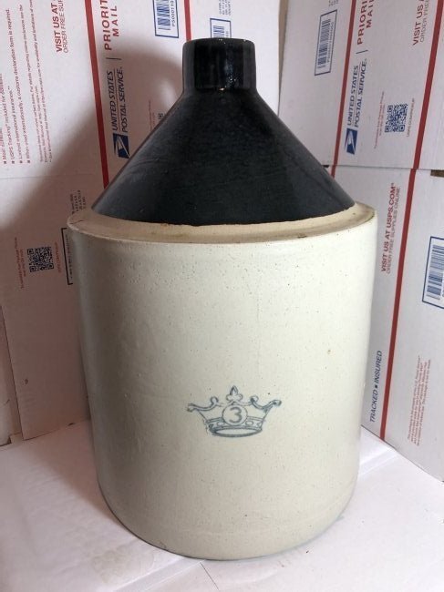 Vtg Large Robinson Ransbottom Blue Crown-3 Two Tone Stoneware Jug... (1 of 4)