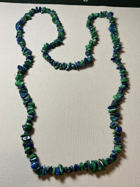 Vintage 34" Lapis Lazuli/Malachite Chip Bead Necklace.. (1 of 6)